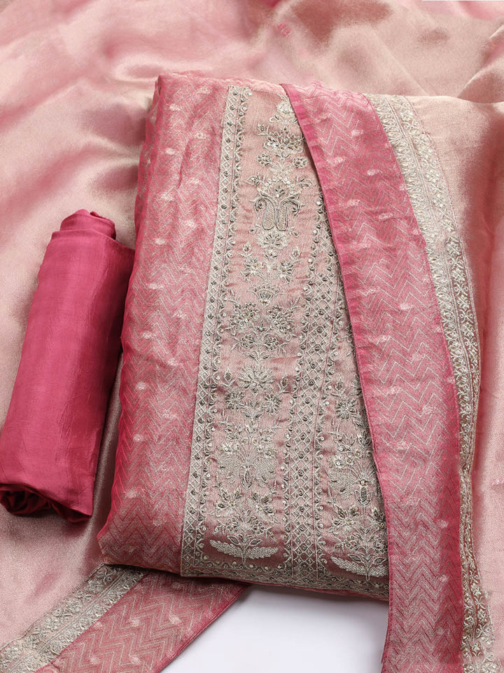 Banarasi Tissue Unstitched Suit With Dupatta