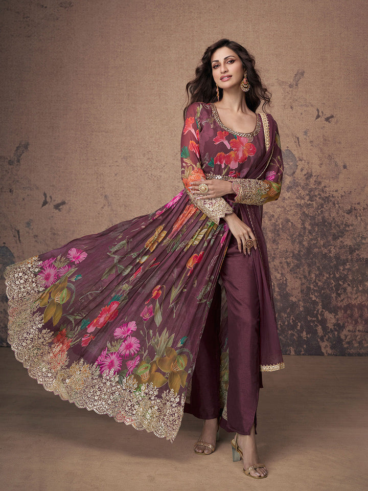 Embroidered Georgette Kurta With Pant &amp; Dupatta