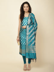 Woven Banarasi Chanderi Unstitched Suit With Dupatta