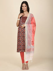 Schiffli Printed Cotton Unstitched Suit Piece With Dupatta