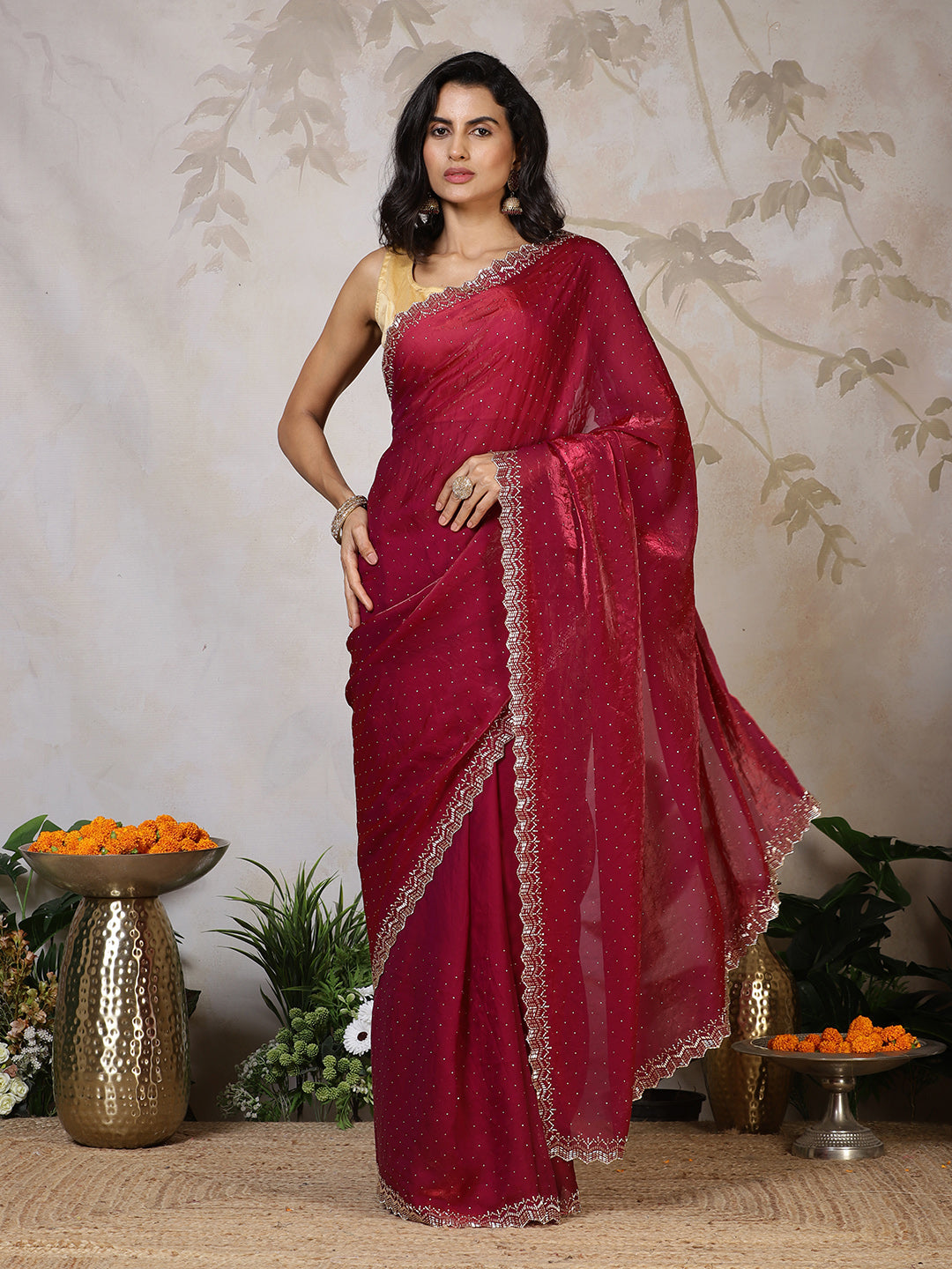 Stone Work Tissue Saree