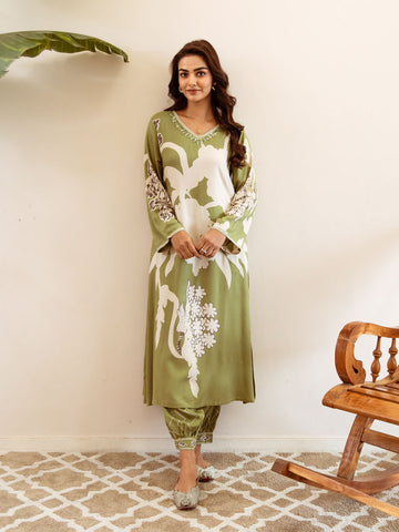 Floral Printed Cotton Kurta With Pants