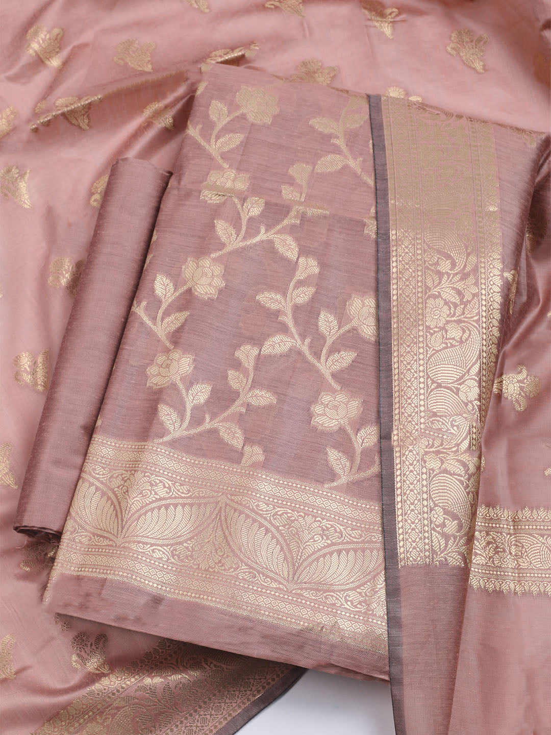 Woven Chanderi Unstitched Suit With Dupatta