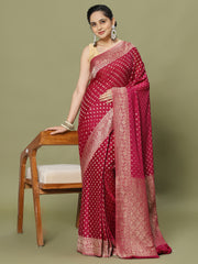 Zari Jaal Woven Crepe Saree