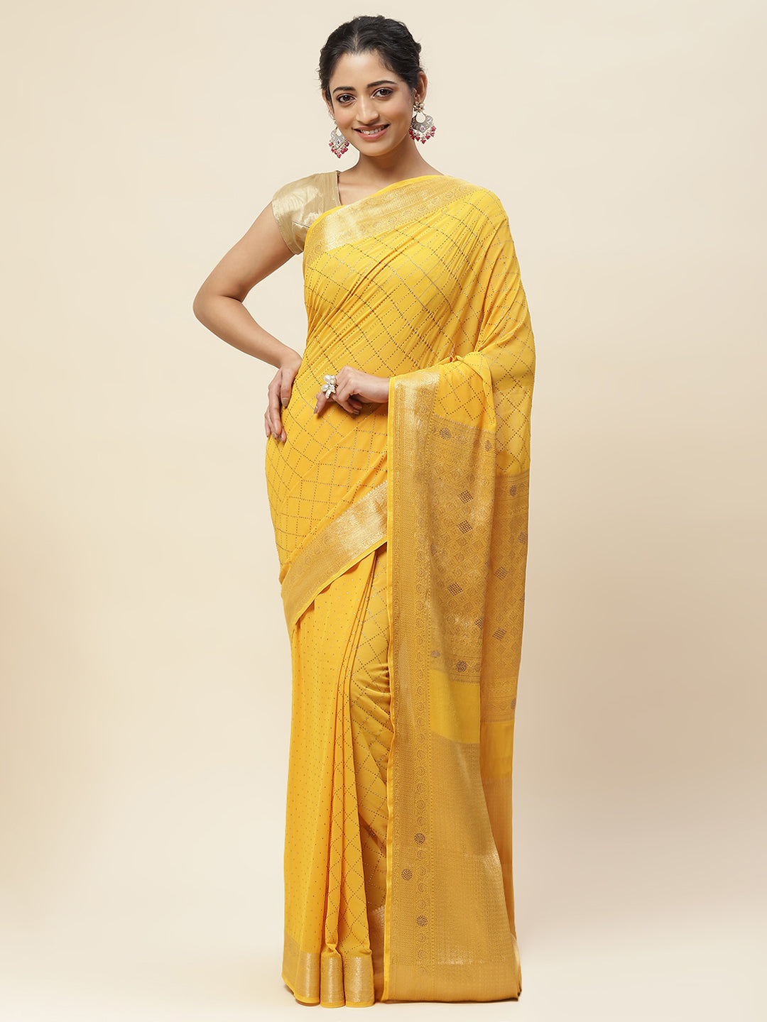 Stone Booti Woven Chiffon Saree