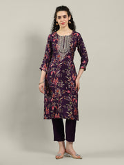 Neck Embroidered Muslin Kurta With Pants