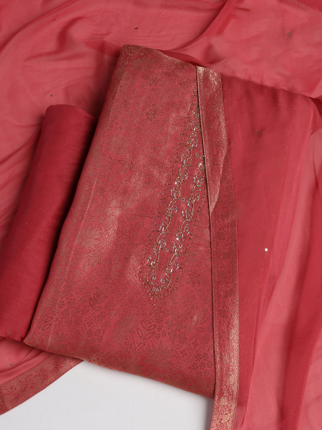 Zari Jaal Art Silk Unstitched Suit With Dupatta