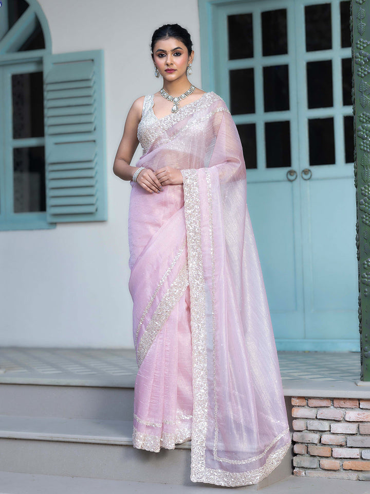 Embroidered Tissue Saree