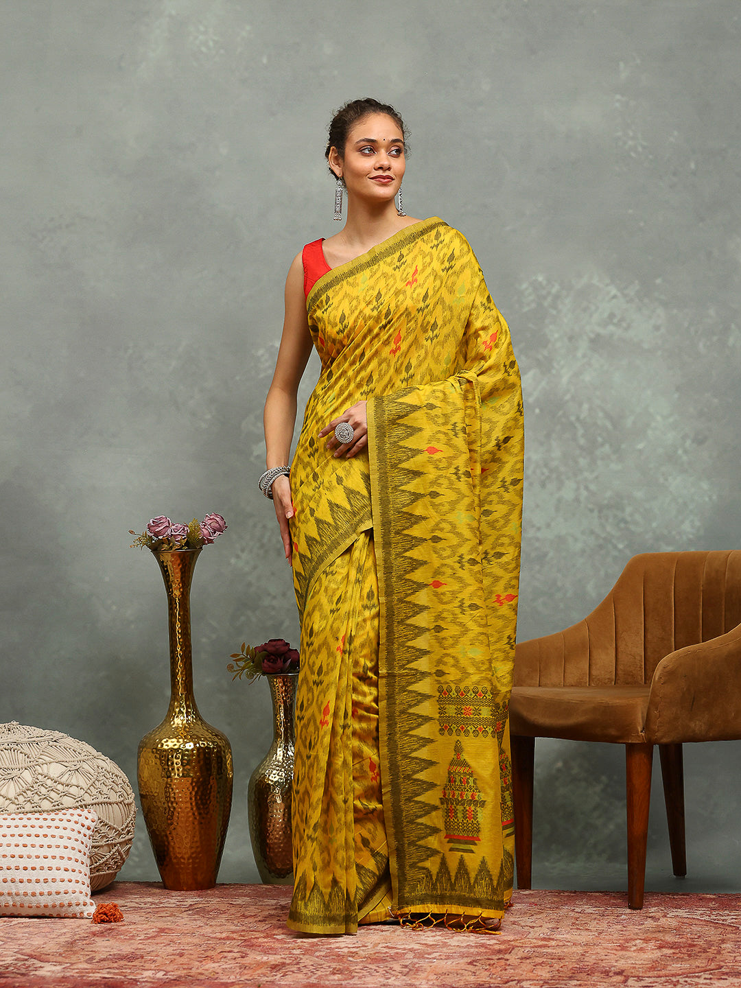 Resham Booti Woven Cotton Saree