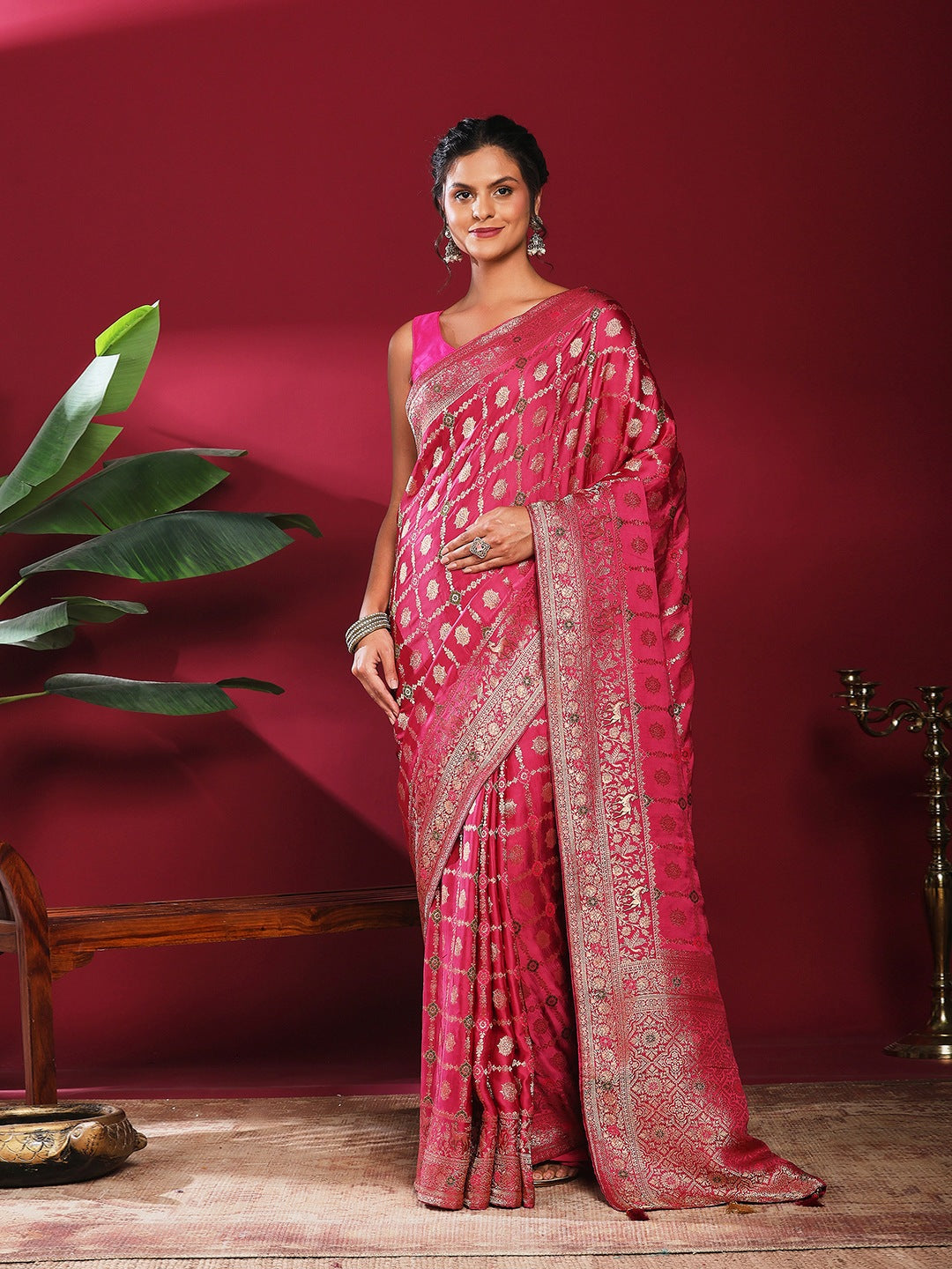 Woven Design Satin Saree