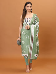 Neck Patti Printed Cotton Unstitched Suit Piece With Dupatta