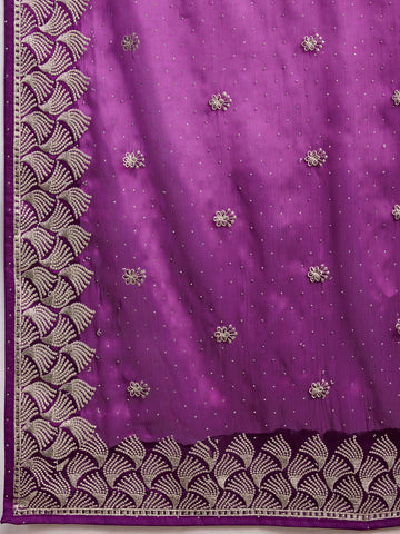 Stone Embroidery Organza Handloom Saree