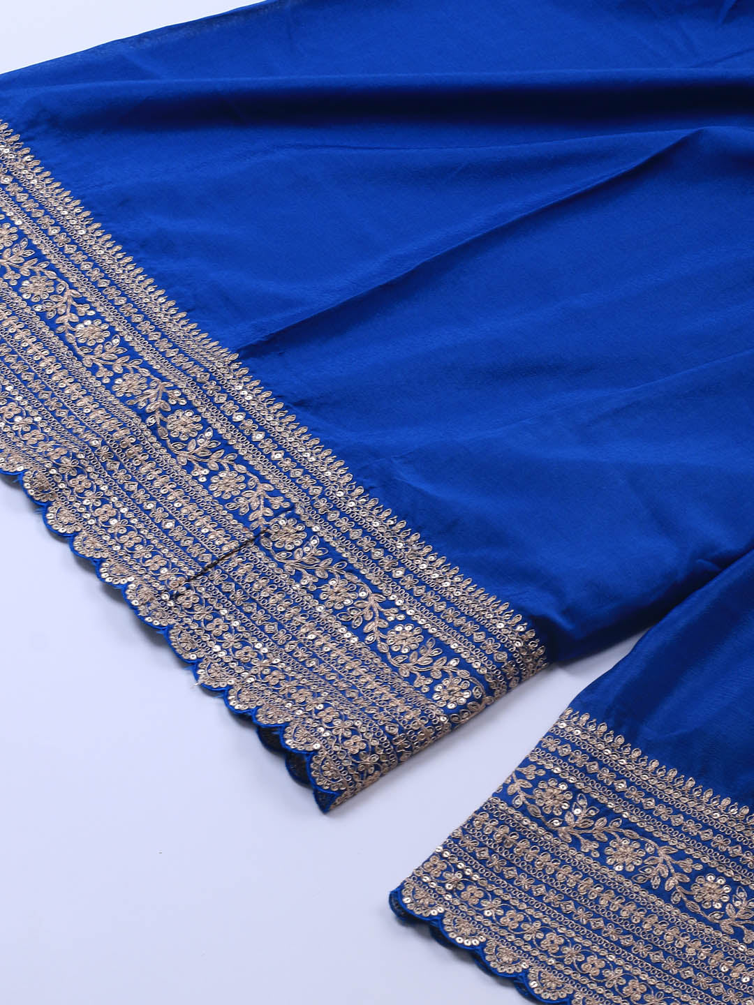 Embroidered Art Silk Unstitched Suit Piece With Dupatta