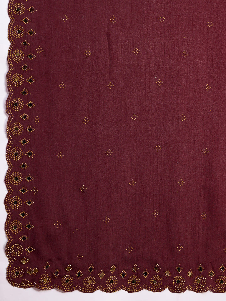 Embroidered Chinon Saree
