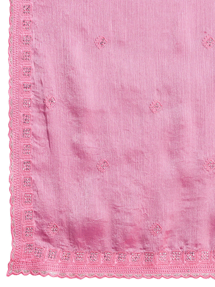 Embroidered Chinon Saree