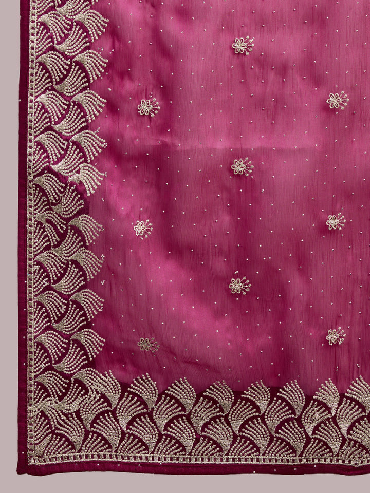Embroidered Linen Blend Saree