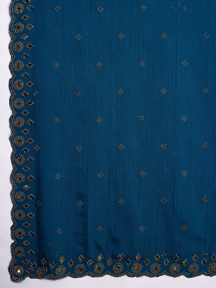Embroidered Chinon Saree