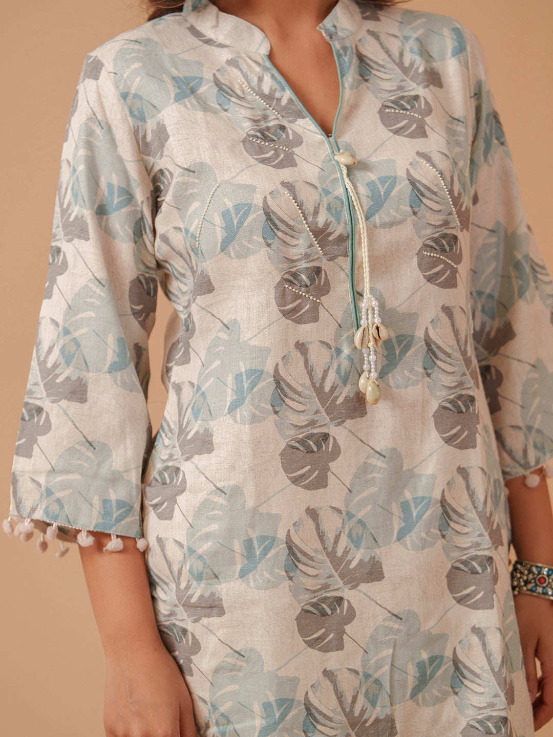Printed Cotton Blend Kurta With Pants