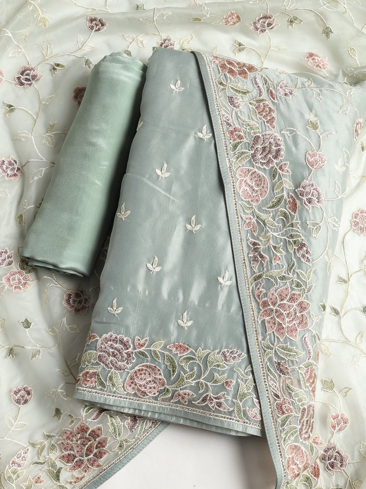 Resham Jaal Organza Unstitched Suit With Dupatta
