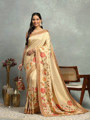 Floral Printed Woven Design Dola Silk Saree