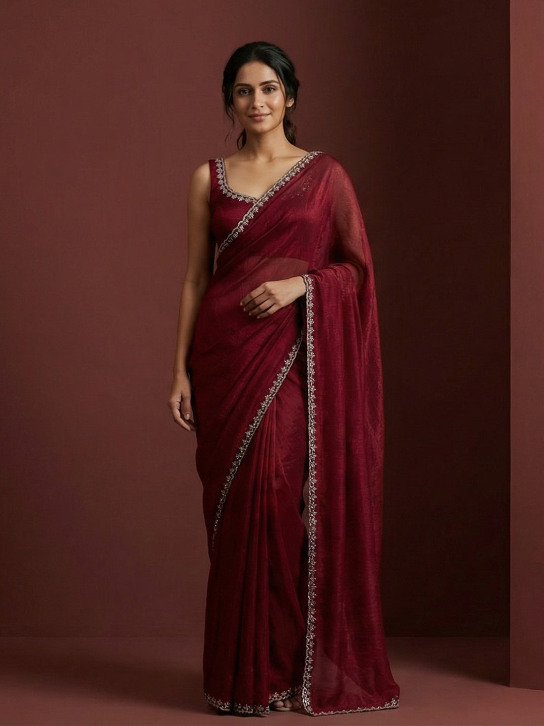 Embroidered Organza Saree