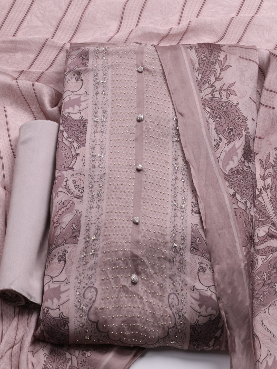 Printed Crepe Unstitched Suit With Dupatta