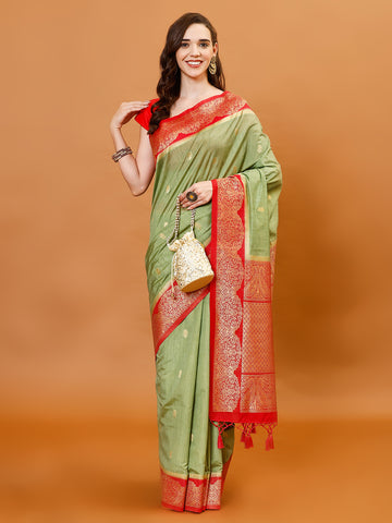 Zari Border Booti Handloom Woven Saree