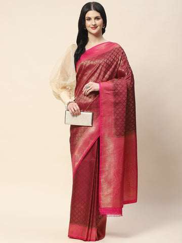 Zari Border Booti Woven Handloom Saree