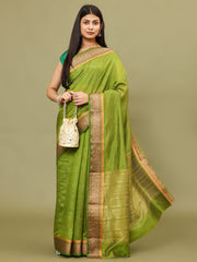 Zari Border Booti Woven Handloom Saree