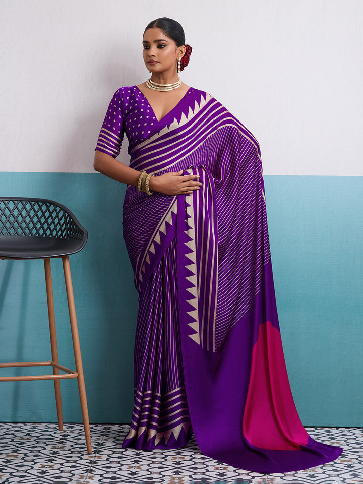 Printed Satin Saree