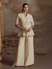 Embroidered Art Silk Kurti With Plazzo