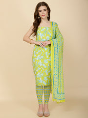 Printed Cotton Unstitched Suit Piece With Dupatta