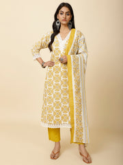 Printed Cotton Suit Set With Dupatta