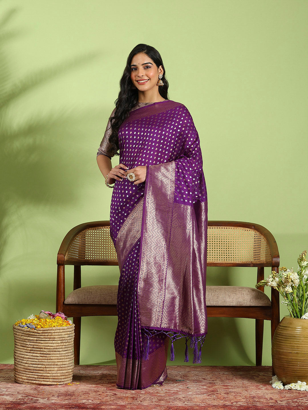 Plain Crepe Saree