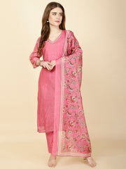 Abstract Print Chanderi Suit Set With Dupatta