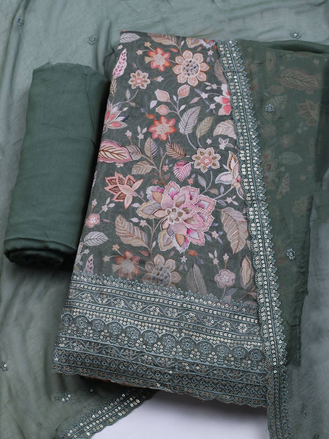 Printed Muslin Unstitched Suit With Dupatta
