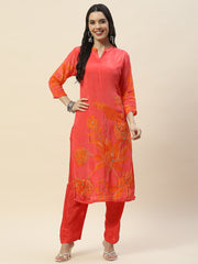 Printed Crepe Kurta With Pants