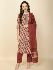 Printed Cotton Suit Set With Dupatta