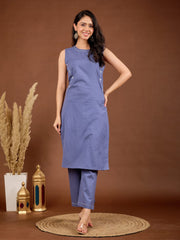 Plain Cotton Blend Shirt With Pant