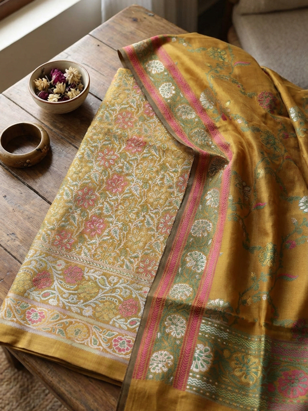 Woven Design Chanderi Unstitched Suit With Pant &amp; Dupatta