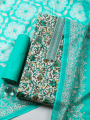 Printed Cotton Blend Unstitched Suit With Pant & Dupatta