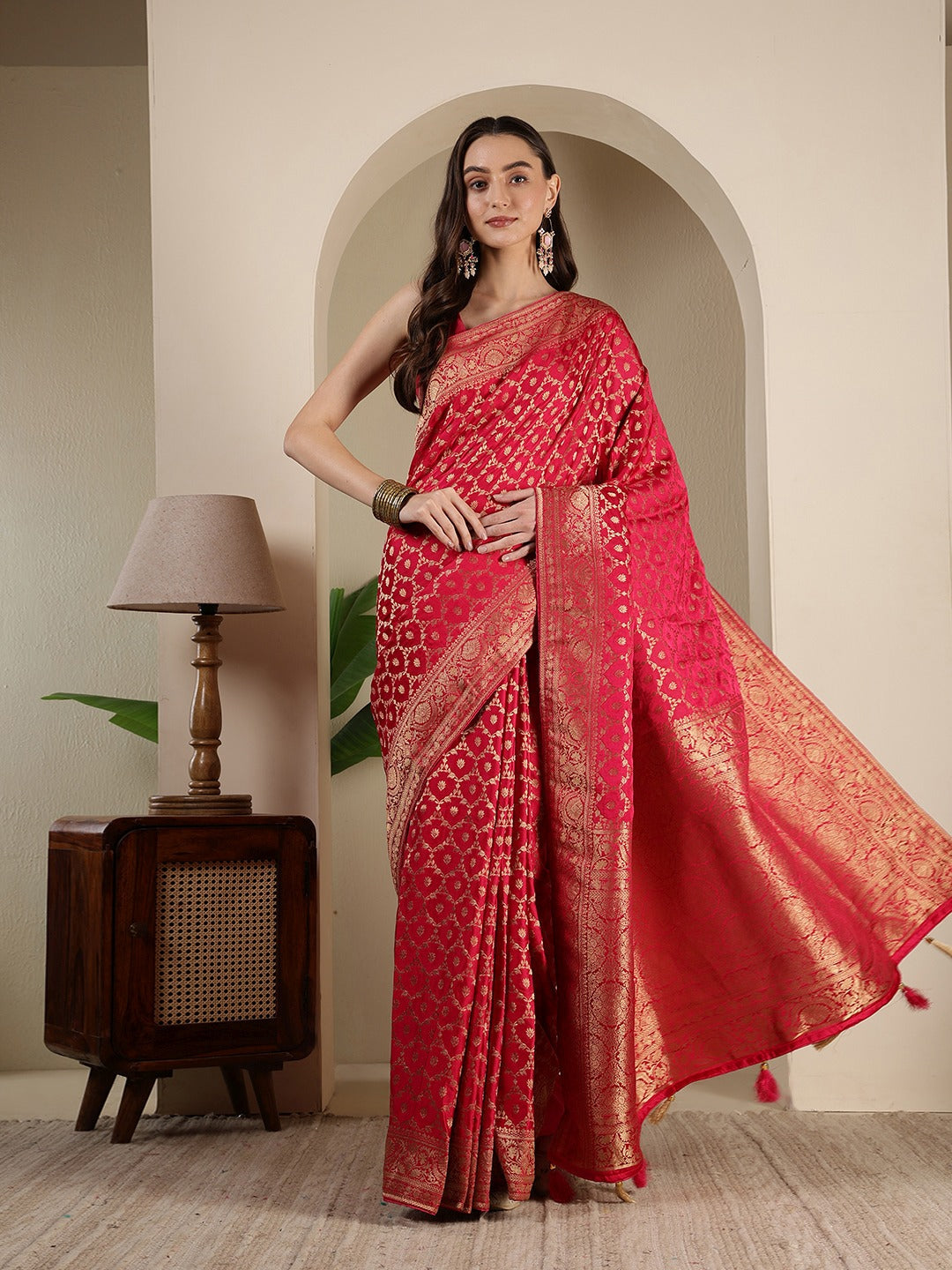 Woven Design Satin Saree