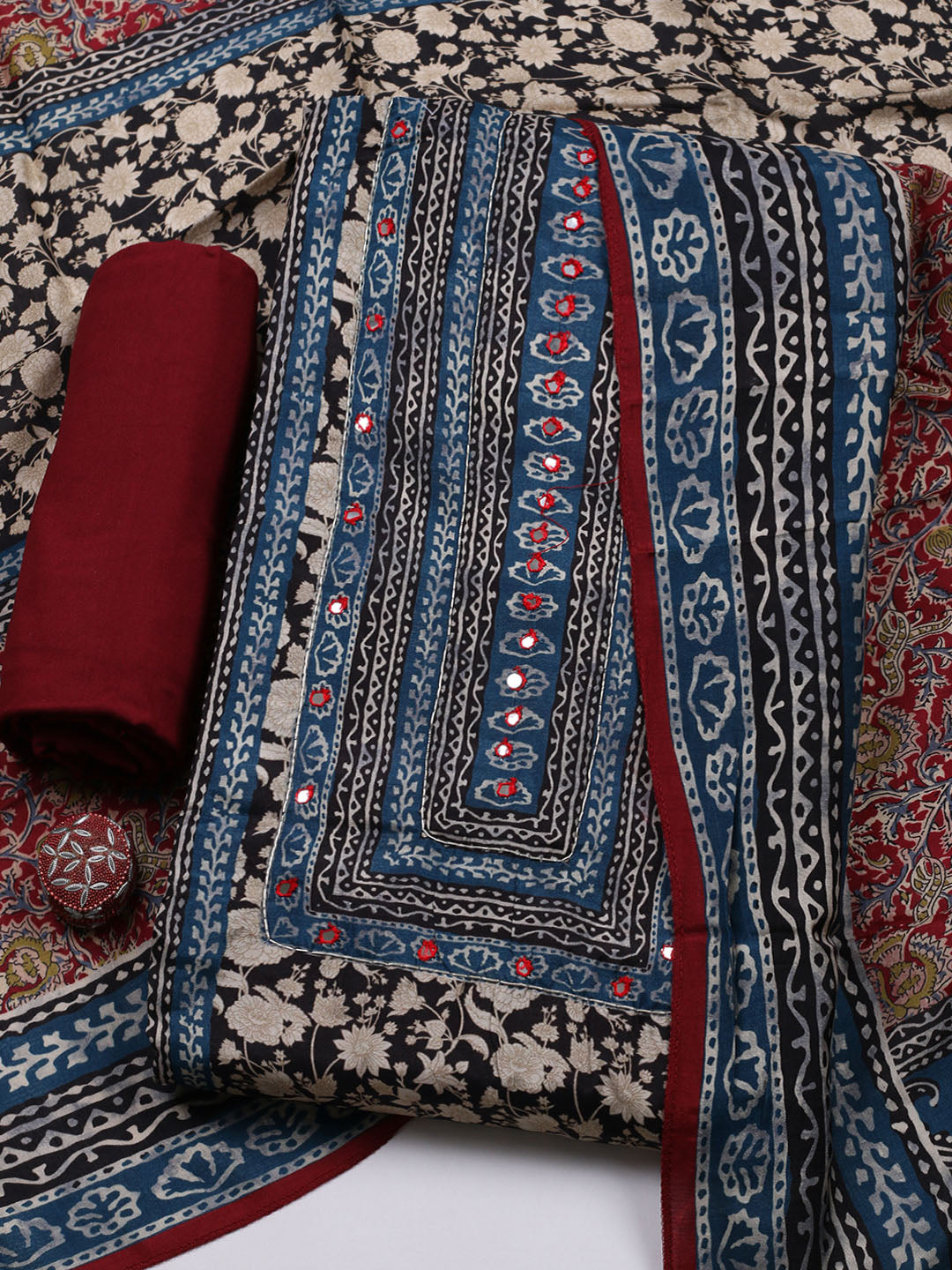 Printed Muslin Unstitched Suit With Pant &amp; Dupatta