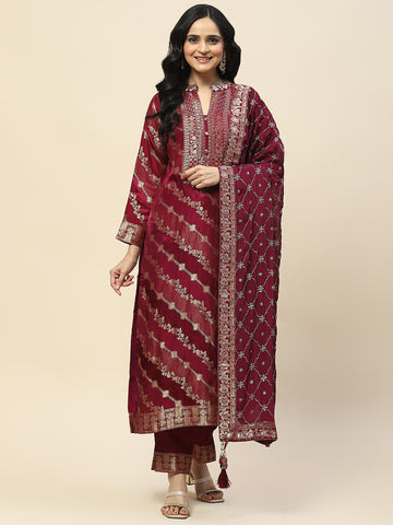 Zari Jaal Handloom Unstitched Suit Piece With Dupatta