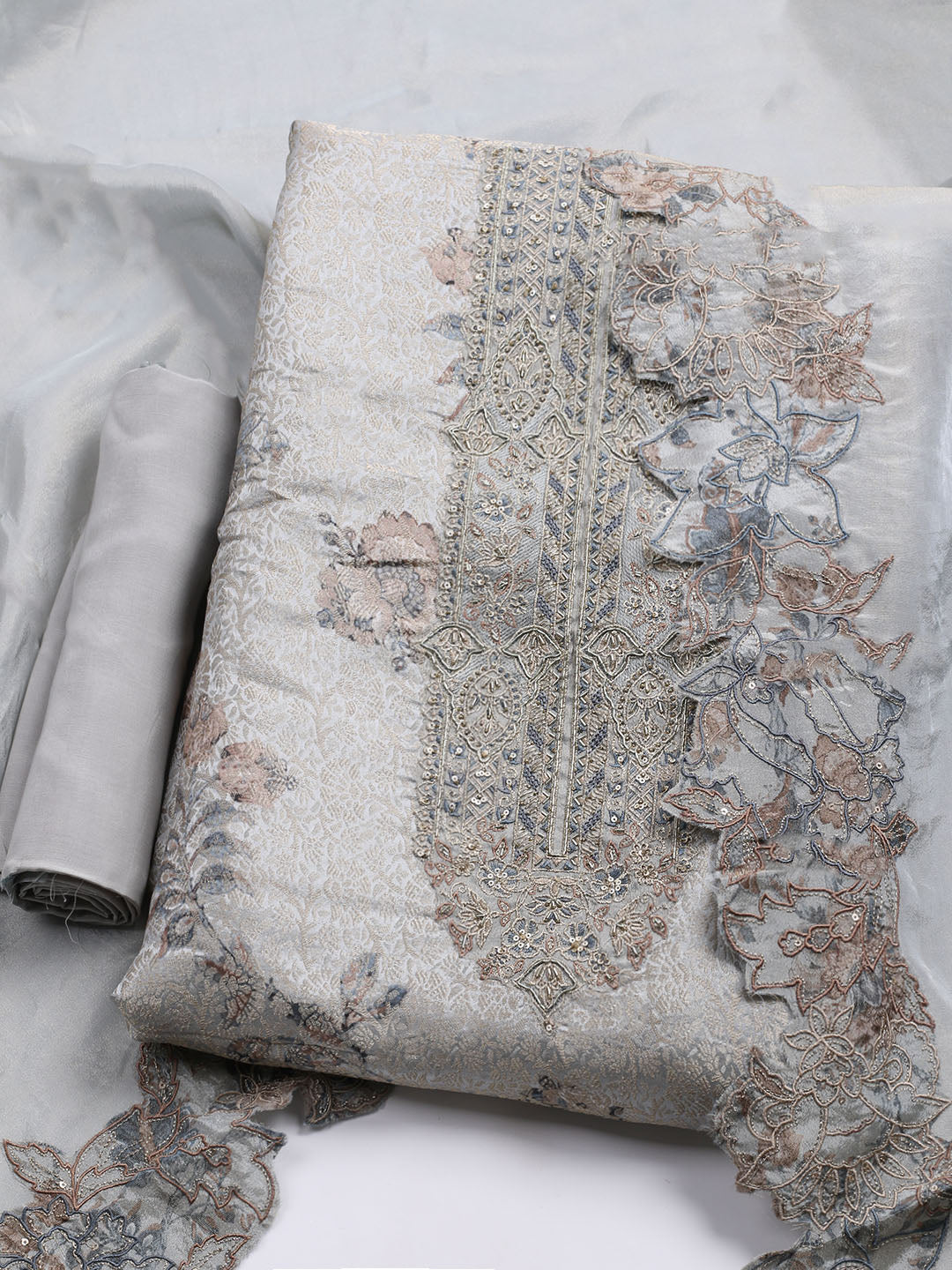 Banarasi Tissue Unstitched Suit With Dupatta