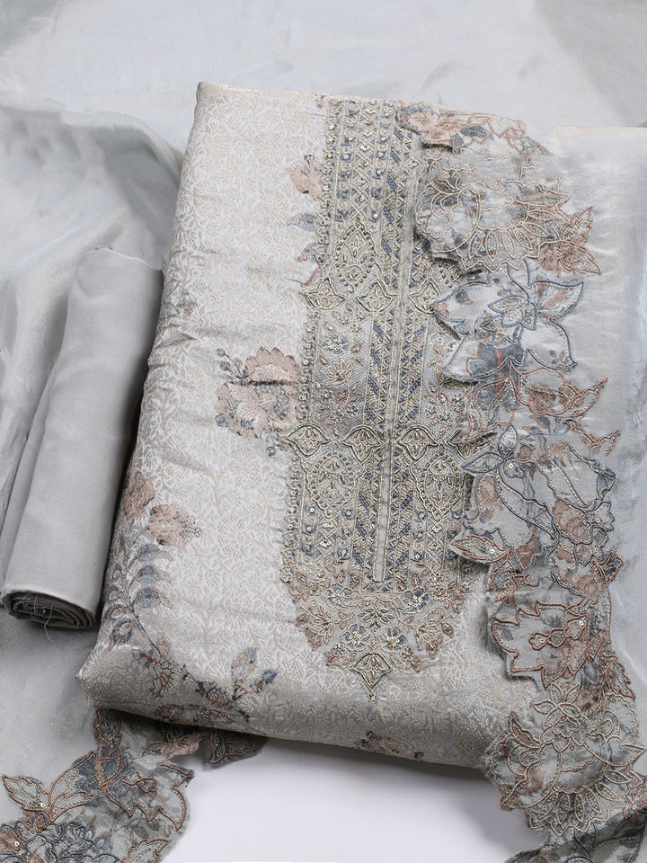 Banarasi Tissue Unstitched Suit With Dupatta