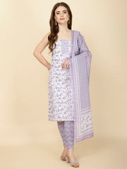 Printed Cotton Unstitched Suit Piece With Dupatta