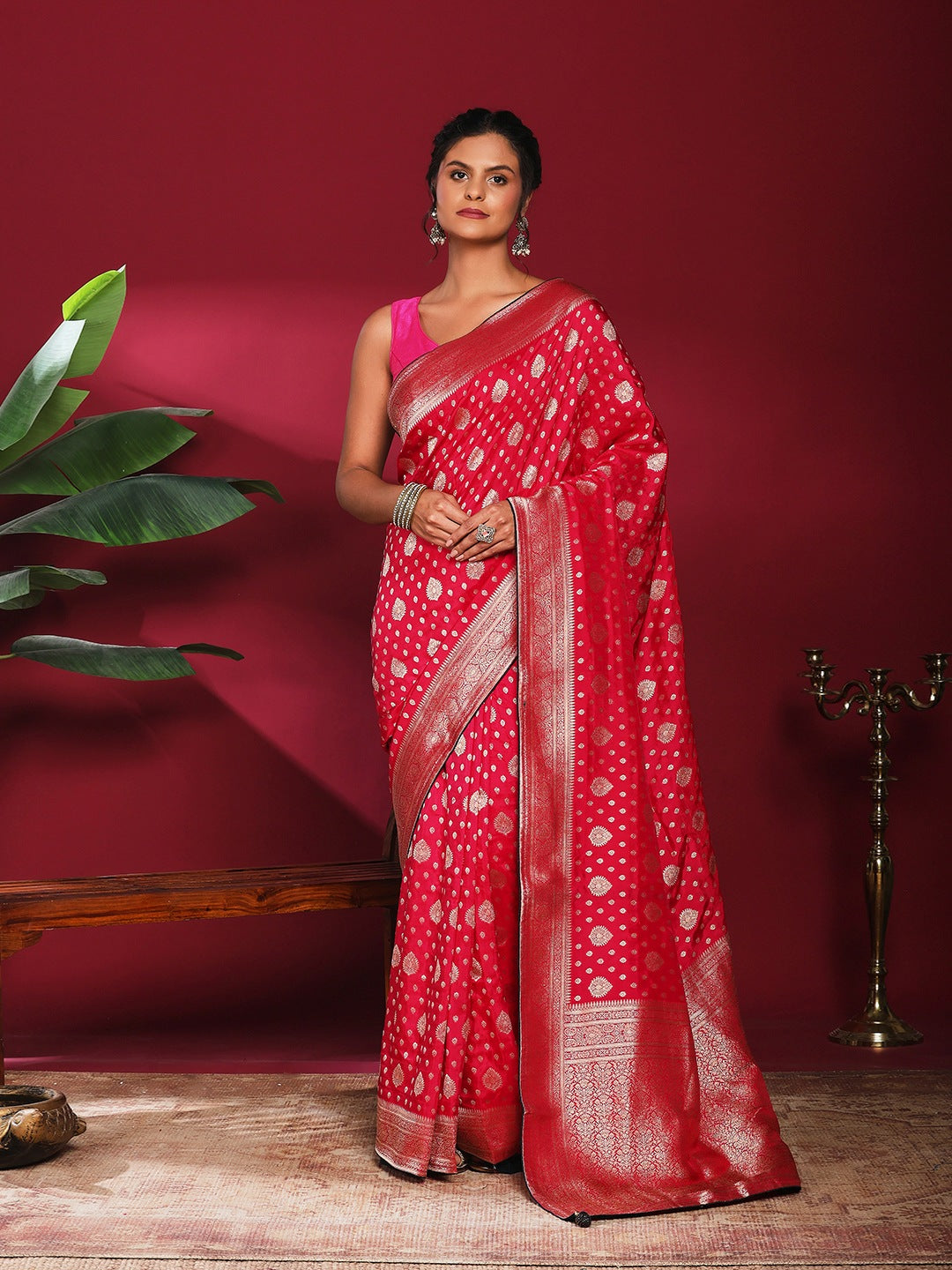 Woven Design Satin Saree