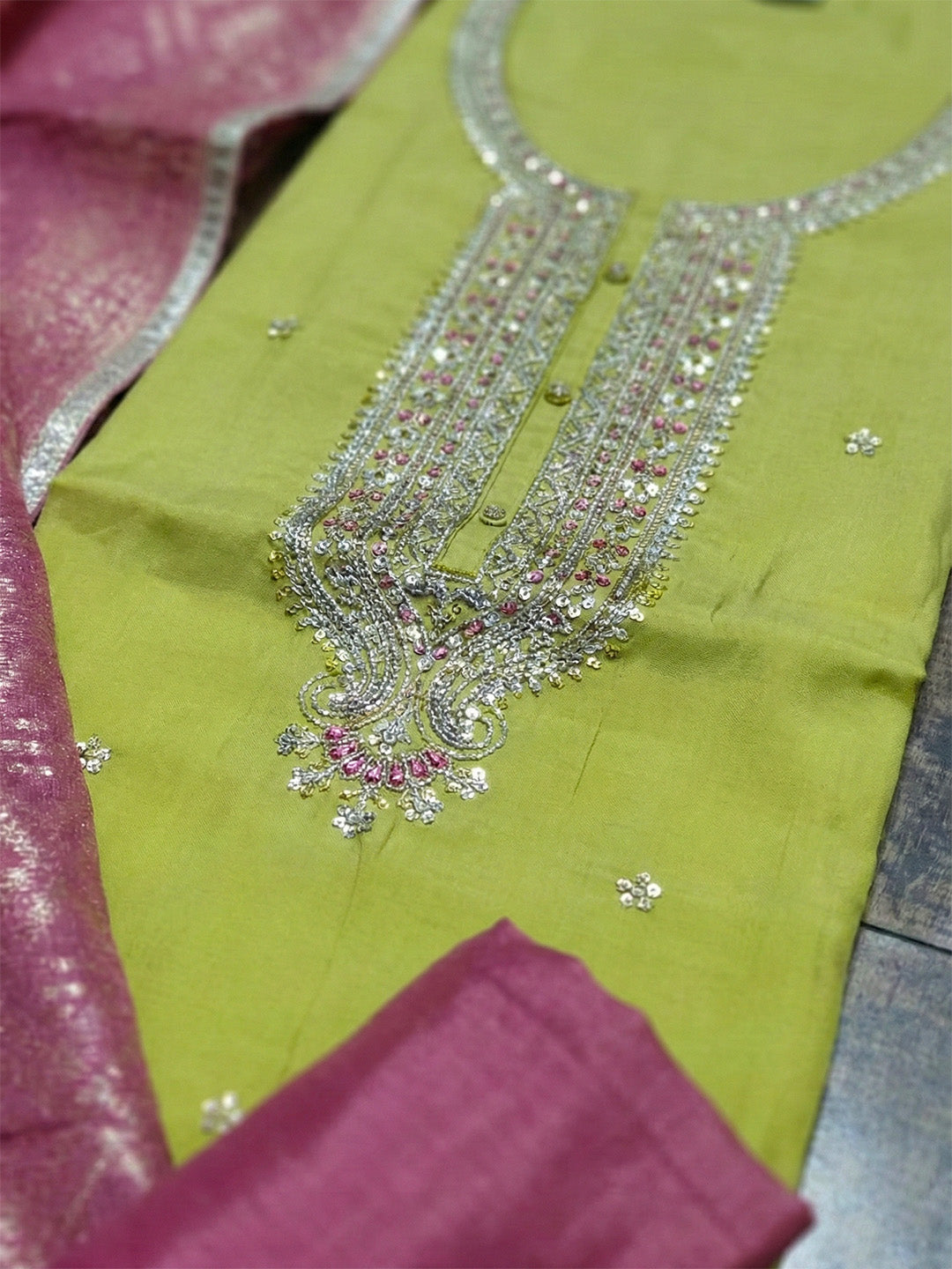 Embroidered Cotton Unstitched Suit With Pant