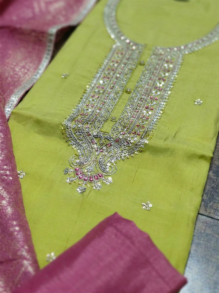 Embroidered Cotton Unstitched Suit With Pant